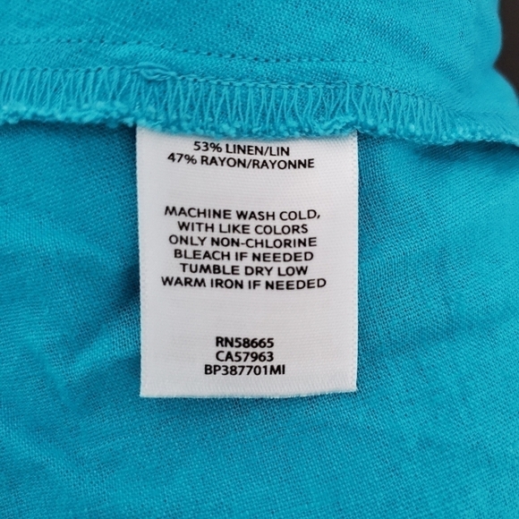 NEW BP Blue Linen Ruffled Top - Picture 4 of 4